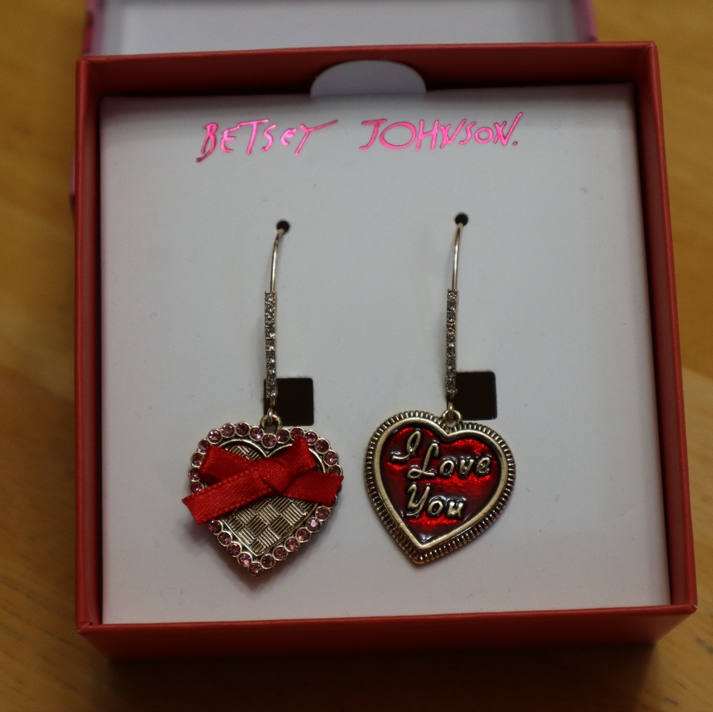 Betsey Johnson Valentine Red Romantic Candy Box Heart Earrings